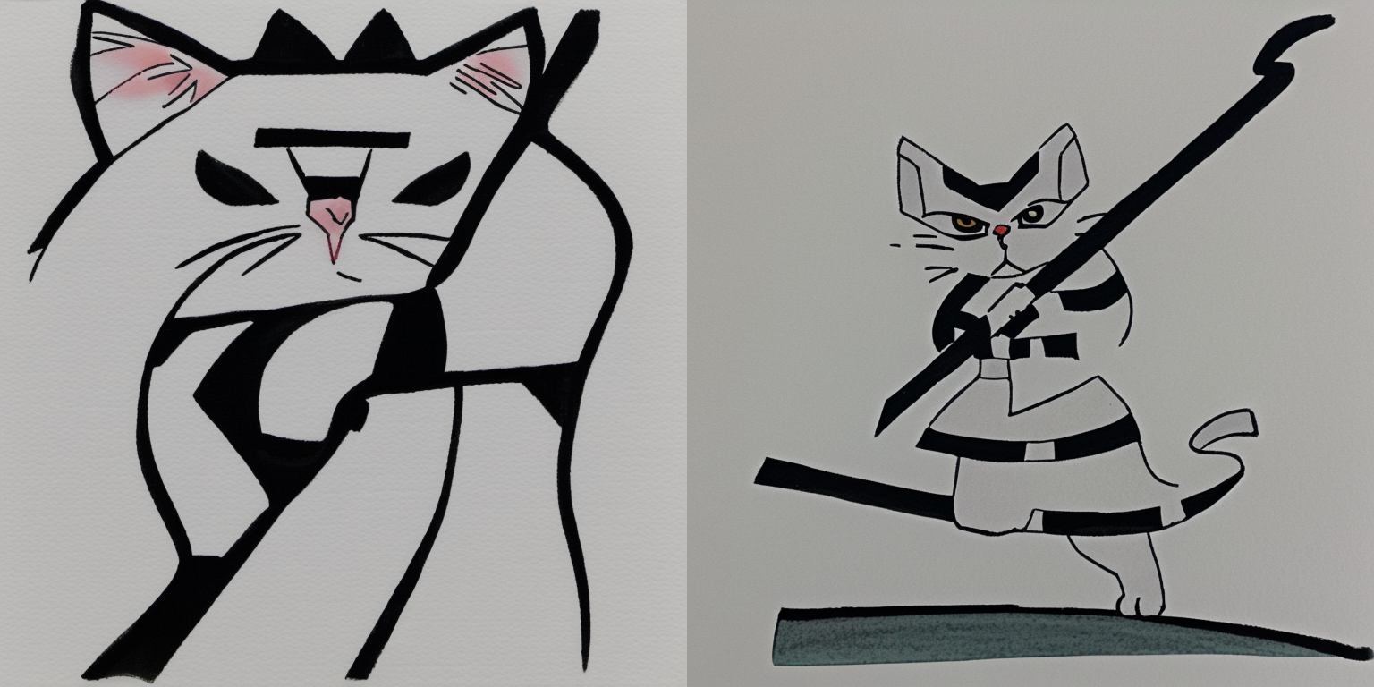 prompt: “a cat in the style of <samurai-jack>”
