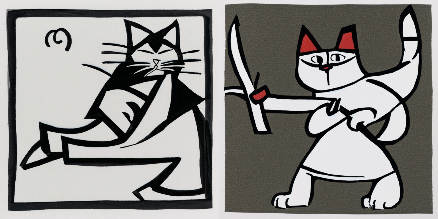 prompt: “a cat in the style of <samurai-jack>”