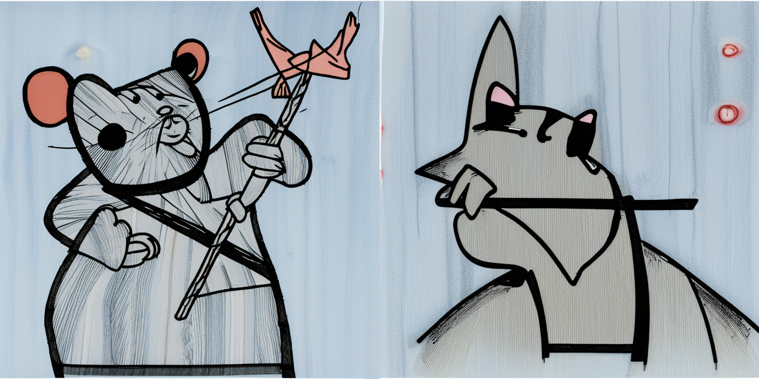 prompt: “a mouse in the style of <samurai-jack>”