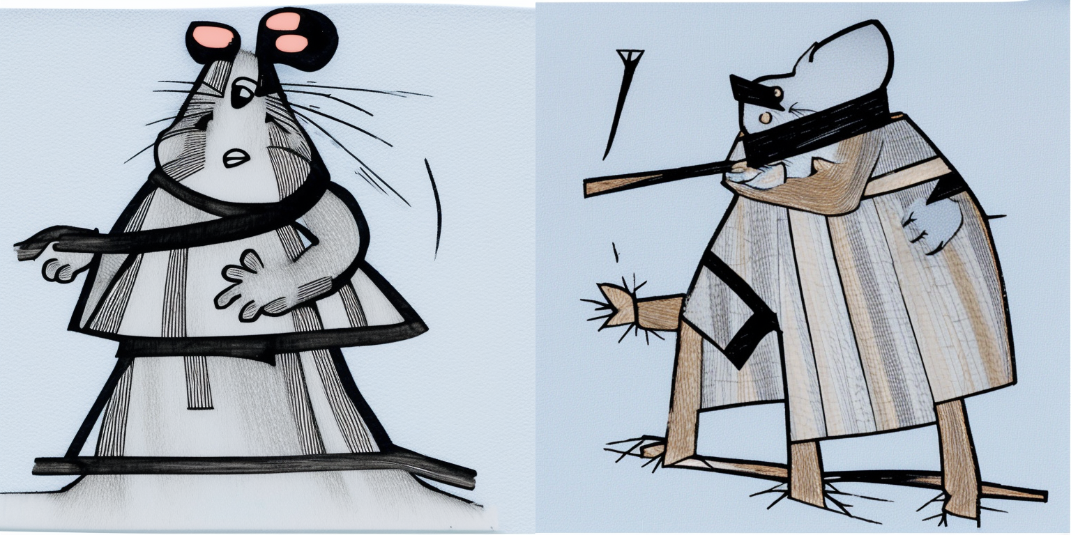 prompt: “a mouse in the style of <samurai-jack>”