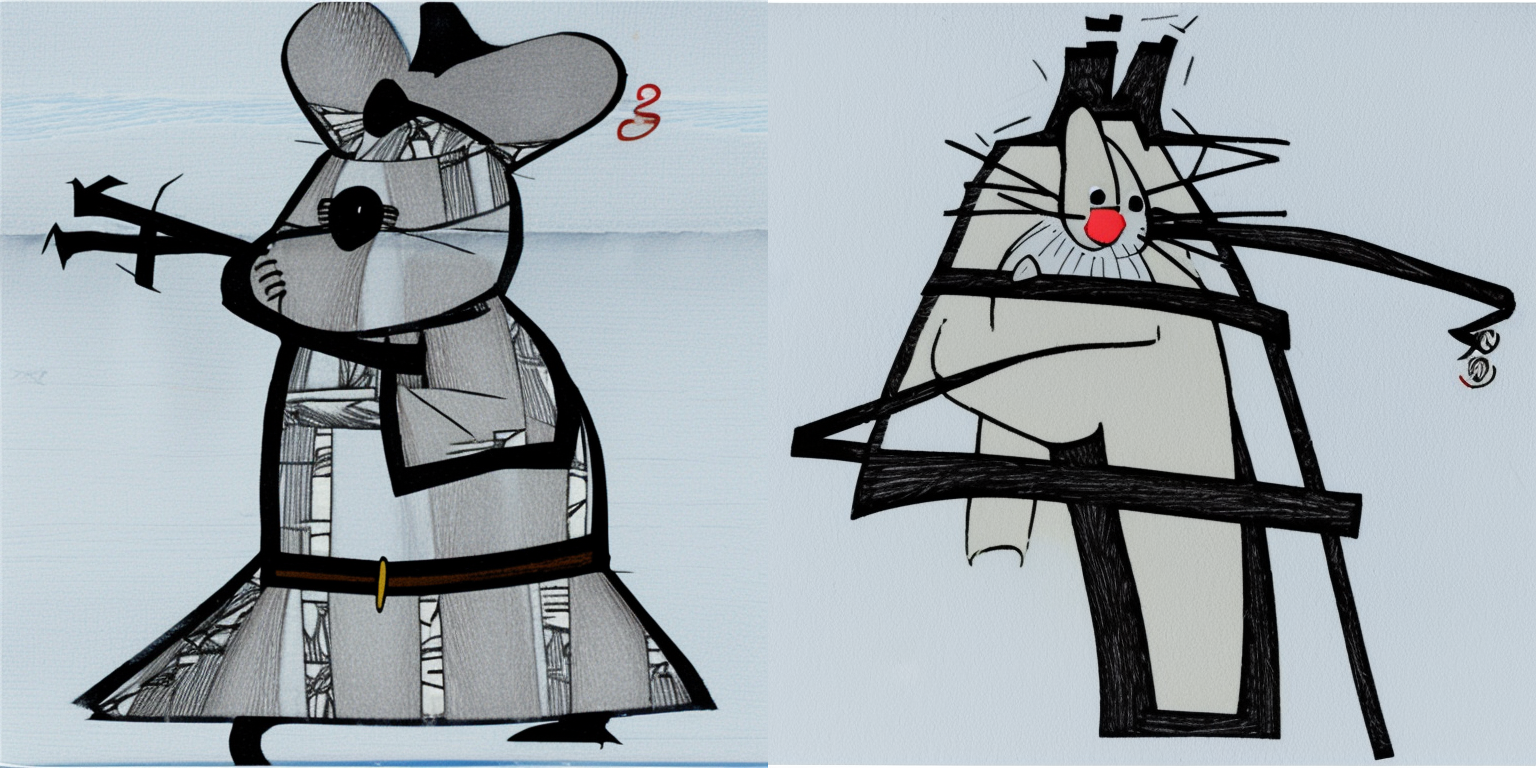 prompt: “a mouse in the style of <samurai-jack>”