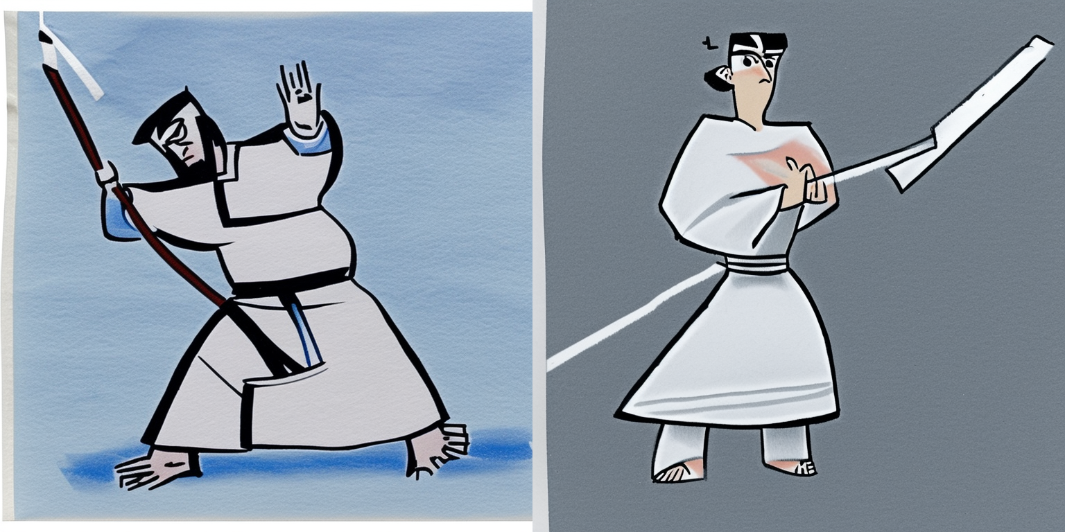 prompt: “a person in the style of <samurai-jack>”