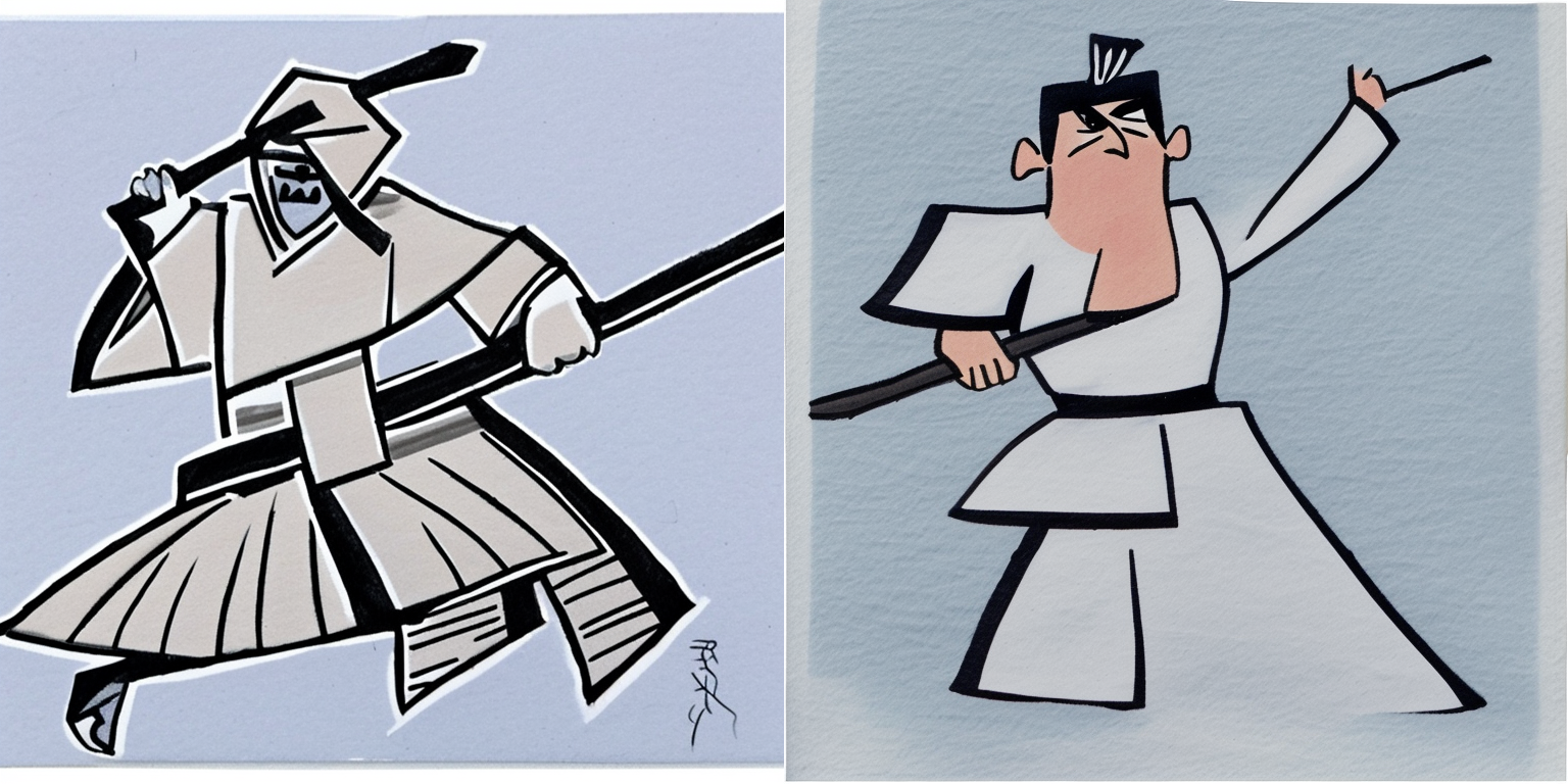 prompt: “a person in the style of <samurai-jack>”