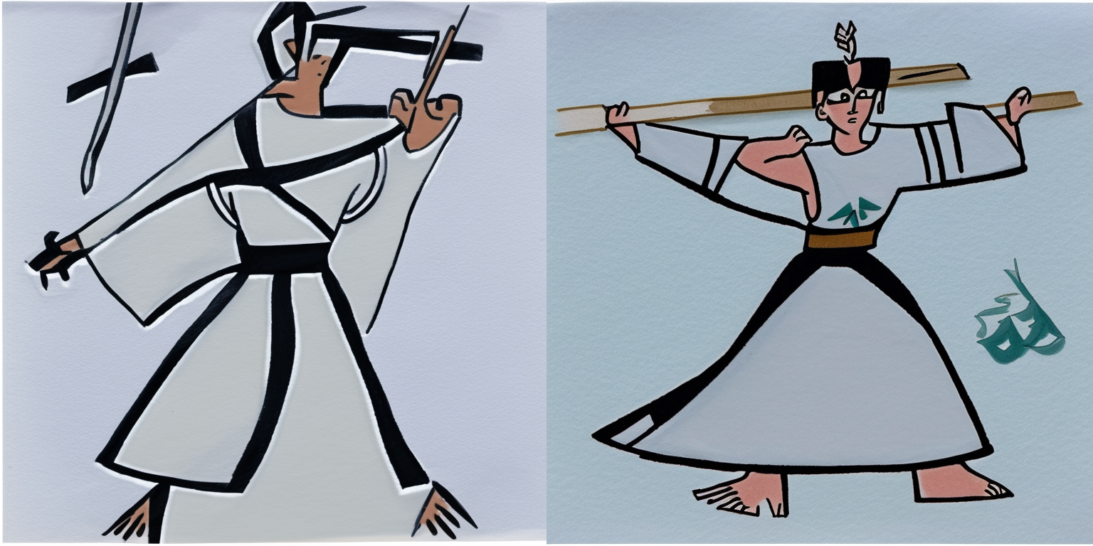 prompt: “a woman in the style of <samurai-jack>”
